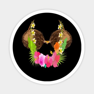 Halloween Costume Tee-Cute Tropical Coconut Bra Flowers Lei Magnet